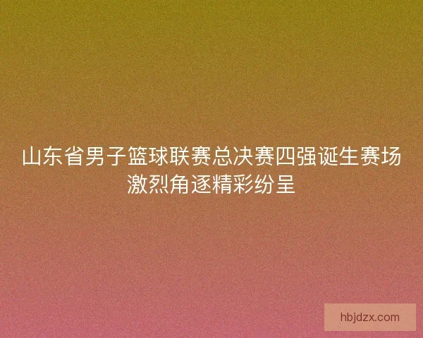 山东省男子篮球联赛总决赛四强诞生赛场激烈角逐精彩纷呈